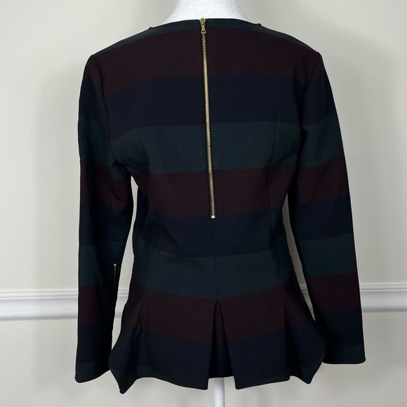 FEMME D'ARMES Striped Crew Neck Long Sleeve High Low Top Zipped Cuffs Size Small - Picture 3 of 10